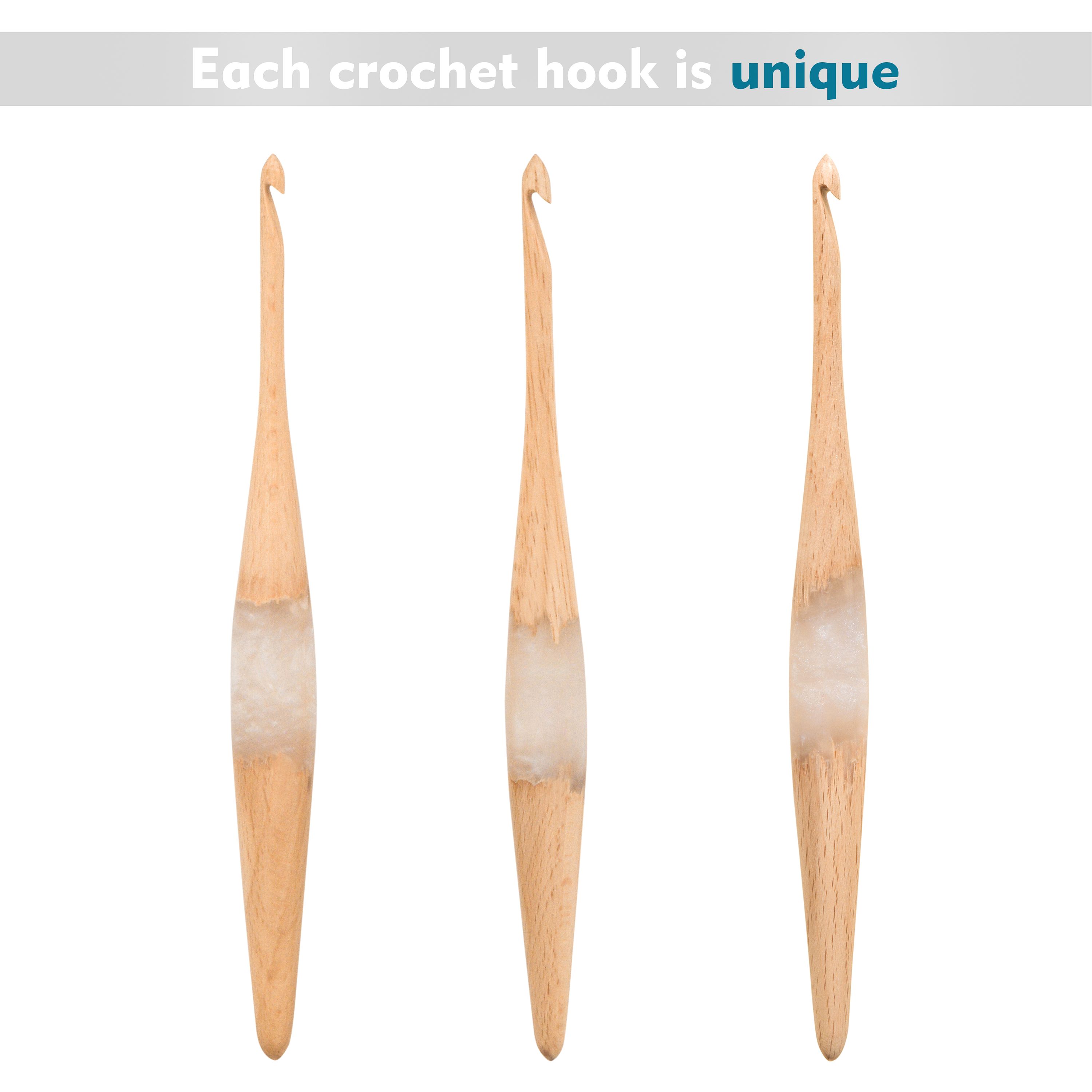 Ommi Ergonomic Handle Crochet Hooks | Handcrafted 7’’ Steam Beech Wood &  Resin | (4 mm)